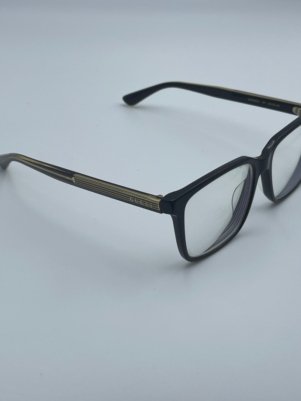 Authentic Gucci GG0385OA 001 Black logo stripe classic Optical Eyeglasses Frame